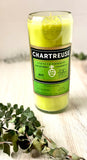 Chartreuse liquor bottle candle - scented to match -  soy wax - natural cotton wick- deconstructed candles