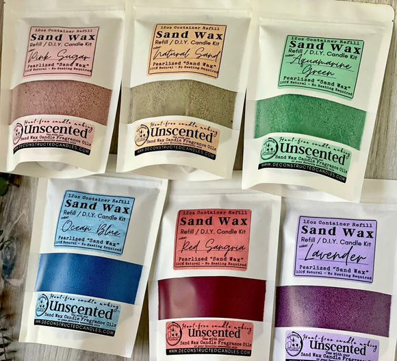 12oz Sand Wax Candle Kit - Ocean Blue Color - WAX + WICKS + FRAGRANCE OILS - Cocktail Scents