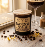 Espresso Martini 10oz SOY Candle - Wood Wick - Frosted matte black container with wood lid