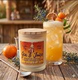 Gin & Juice 10oz SOY Candle - Wood Wick - Frosted clear glass container with wood lid
