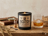 10oz SOY Candle - Scotch Scent - Wood Wick - Black Matte Glass Container with wood lid