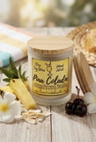 10oz SOY Candle - Pina Colada Scent - Wood Wick - clear frosted glass with wood lid