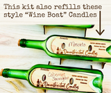 Wine Bottle / Wine Boat Refill Kit - WINE SCENTS - 16oz OR 22oz - Hemp Wicks