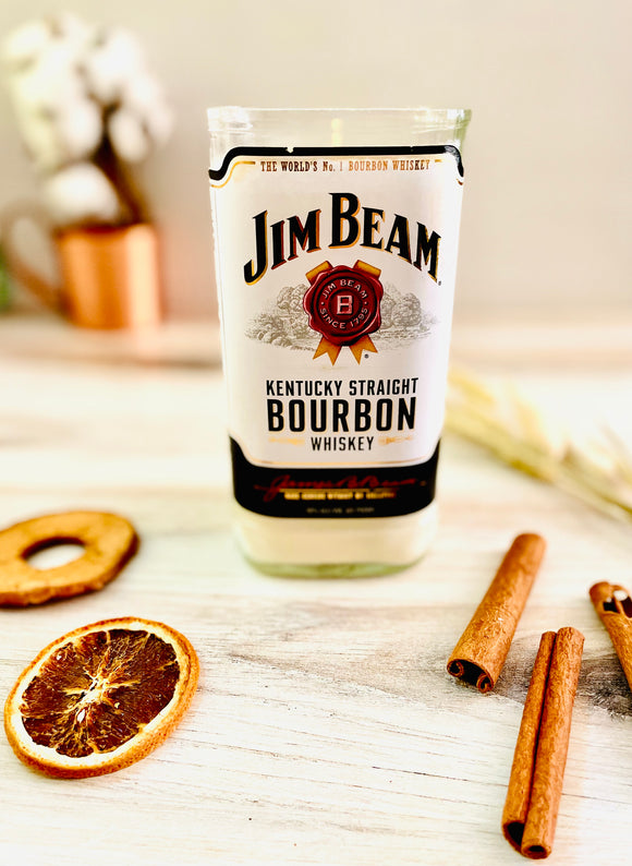 Bourbon candle - Jim beam bottle - old fashioned scent - soy wax - DECONSTRUCTED CANDLES