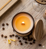 Espresso Martini 10oz SOY Candle - Wood Wick - Frosted matte black container with wood lid