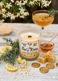 Bee's Knees 10oz SOY Candle - Wood Wick - Frosted clear glass container with wood lid