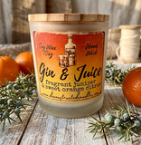 Gin & Juice 10oz SOY Candle - Wood Wick - Frosted clear glass container with wood lid
