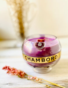 Chambord Bottle candle - Blackberry Scented - soy wax - DECONSTRUCTED CANDLES