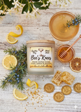 Bee's Knees 10oz SOY Candle - Wood Wick - Frosted clear glass container with wood lid