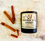 10oz SOY Candle- Cinnamon Spice Whiskey Scent - Wood Wick - Frosted matte black container with wood lid