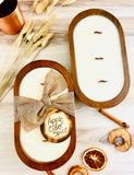 18oz Rustic Brown Wood Dough Bowl Candles - Fall & Whiskey Themed scents - triple wood wicks - soy wax