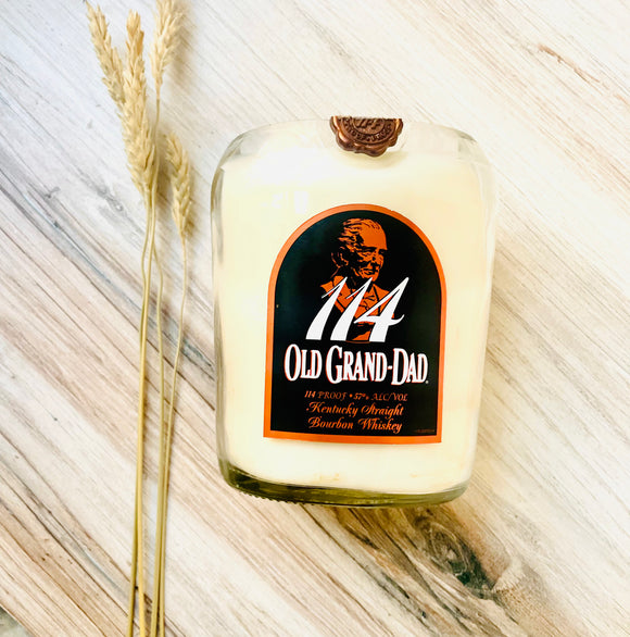Bourbon Whiskey candle - Old Grand Dad (114 proof) Bottle - old fashioned scent - soy wax - deconstructed candles