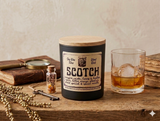 10oz SOY Candle - Scotch Scent - Wood Wick - Black Matte Glass Container with wood lid