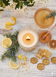 Bee's Knees 10oz SOY Candle - Wood Wick - Frosted clear glass container with wood lid