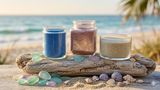 12oz Sand Wax Candle Kit - Ocean Blue Color - WAX + WICKS + FRAGRANCE OILS - Cocktail Scents