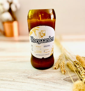 Beer candles - Hoegaarden  Blonde bottle - soy wax - hemp wicks - DECONSTRUCTED CANDLES