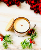 Christmas Candles - Organic soy wax -  cracking wood wicks - 10oz - 50 hours burn time