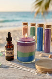 12oz Sand Wax Candle Kit - Ocean Blue Color - WAX + WICKS + FRAGRANCE OILS - Cocktail Scents