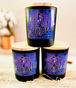 10oz SOY Candle- Feelin’ Witchy - Wood Wick - Frosted matte black container