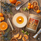 Gin & Juice 10oz SOY Candle - Wood Wick - Frosted clear glass container with wood lid