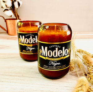 Beer candles - Modelo Negro bottle - soy wax - hemp wicks - DECONSTRUCTED CANDLES
