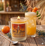 Gin & Juice 10oz SOY Candle - Wood Wick - Frosted clear glass container with wood lid