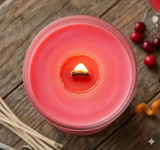 10oz SOY Candle - Cosmopolitan Martini Scent - Wood Wick - clear frosted glass with wood lid