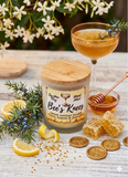 Bee's Knees 10oz SOY Candle - Wood Wick - Frosted clear glass container with wood lid