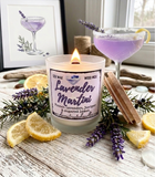 Lavender Gin 10oz SOY Candle - Wood Wick - Frosted clear glass container with wood lid