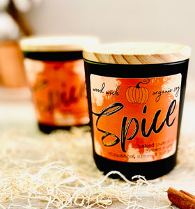 10oz SOY Candle- Pumpkin Spice - Wood Wick - Frosted matte black container