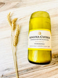 Chardonnay Wine Bottle candle - Sonoma Cutrer chardonnay bottle - Organic soy wax - hemp wick