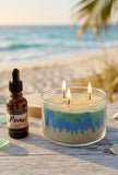 12oz Sand Wax Candle Kit - Ocean Blue Color - WAX + WICKS + FRAGRANCE OILS - Cocktail Scents