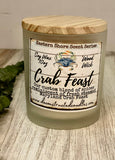 SOY Candle - Crab Feast Scent - EASTERN SHORE SCENT SERIES - Wood Wick - clear frosted glass votive w/ wood lid