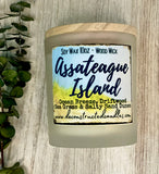 SOY Candle - Assateague Island Scent - EASTERN SHORE SCENT SERIES - Wood Wick - clear frosted glass votive w/ wood lid