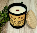 Luxury 10oz SOY Candle- Bourbon Scent - Wood Wick - Frosted matte black container with black lid (Copy)