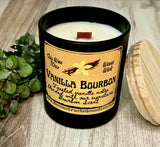 Luxury 10oz SOY Candle- Bourbon Scent - Wood Wick - Frosted matte black container with black lid (Copy)