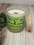 10oz SOY Candle - Lime in the Coconut Scent - Wood Wick - clear frosted glass votive w/ wood lid