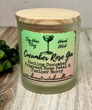 10oz SOY Candle - Cucumber Rose Gin Scent - Wood Wick - clear frosted glass votive w/ wood lid (Copy)