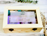 Lavender Deluxe Wooden Gift Box - Scent Box - Bath & Beauty gift set -Lavender Themed gift Set - Handmade/organic/natural - Essential Oils