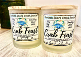 SOY Candle - Crab Feast Scent - EASTERN SHORE SCENT SERIES - Wood Wick - clear frosted glass votive w/ wood lid