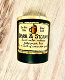 10oz SOY Candle - Dark & Stormy Scent - Wood Wick - Black Matte Glass Container with wood lid