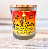 Gin & Juice 10oz SOY Candle - Wood Wick - Frosted clear glass container with wood lid