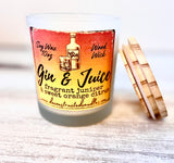 Gin & Juice 10oz SOY Candle - Wood Wick - Frosted clear glass container with wood lid