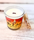 Gin & Juice 10oz SOY Candle - Wood Wick - Frosted clear glass container with wood lid