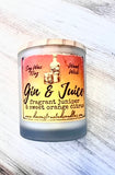 Gin & Juice 10oz SOY Candle - Wood Wick - Frosted clear glass container with wood lid