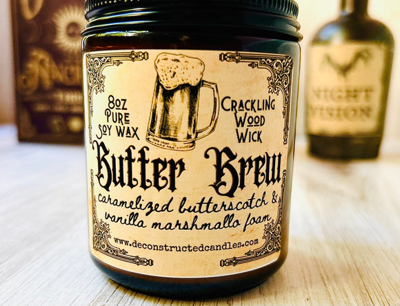 Halloween Candle Spooky Scents BUTTER BREW Crackling Wood Wick Soy Wax Seasonal Scents