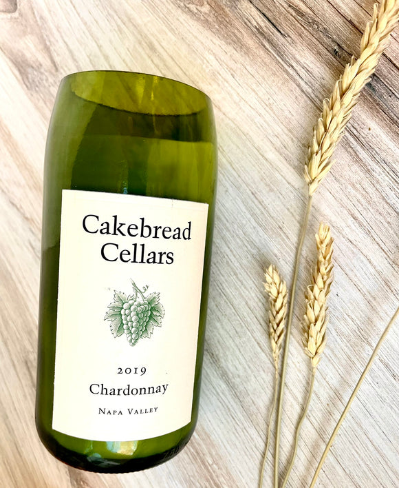 Chardonnay wine candle - cakebread chard bottle - organic soy wax