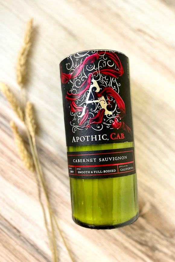 Cabernet wine bottle candle - Apothic Cabernet bottle - organic soy wax - hemp wicks