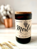 12oz Wine bottle with cork lid soy candle - Red Wine Scents