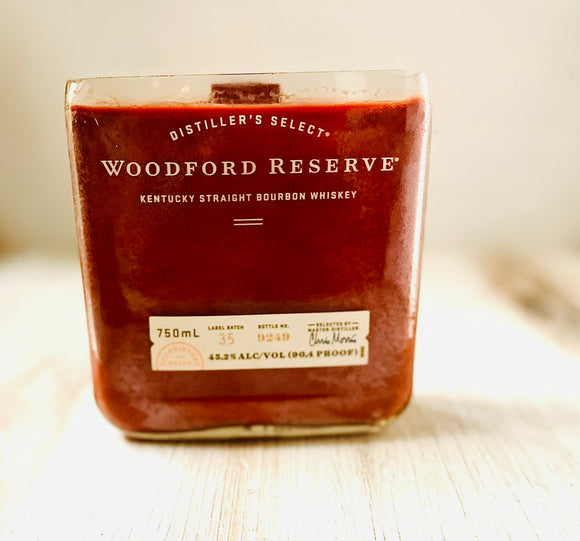 Bourbon candle - Woodford bottle - old fashioned scent  -  liquor bottle candle - organic soy wax